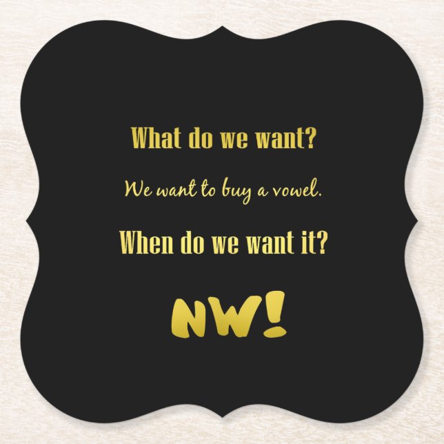 Funny Buy a Vowel — Now! Underlägg Papper (Framsida)