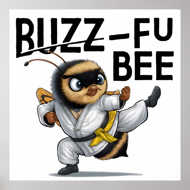 Funny Buzz-Fu Bee Martial Arts Poster (Framsidan)
