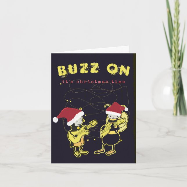 Funny Buzz på Fåniget Sten jul Humor Black Helgkort (Framsida)