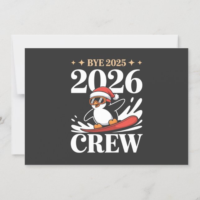 Funny Bye 2025 2026 Crew New Year Friends Squad Magnetisk Inbjudningskort (Framsida)