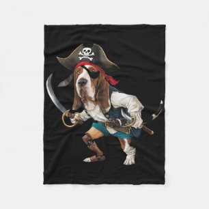 Funny Bysset Hound Pirat Halloween Manar Womens Ki Fleecefilt