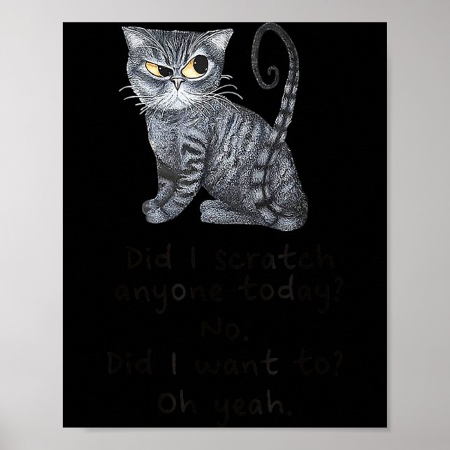 Funny Ca_ Sarcastic Cat Did I Scratched Anyone Tod Poster (Framsidan)