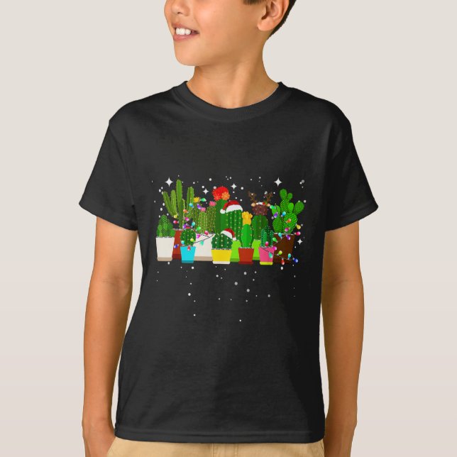 Funny Cactus Christmas Tree  T Shirt (Framsida)