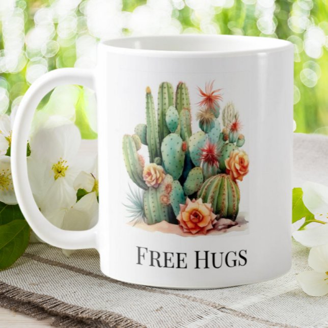 Funny Cactus Free Hugs Garden House Plants Pots Kaffemugg (Skapare uppladdad)