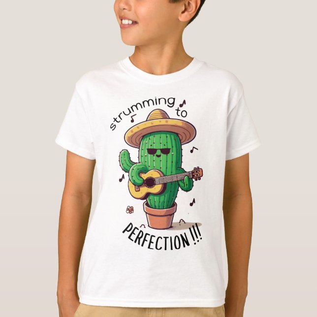 Funny Cactus Guitarist T-Shirt | Startar till Perf (Framsida)