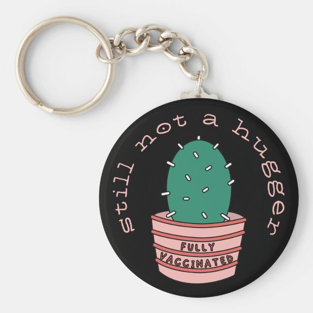 Funny Cactus: Helt vaccinerad, ändå inte Kramare Nyckelring (Framsidan)