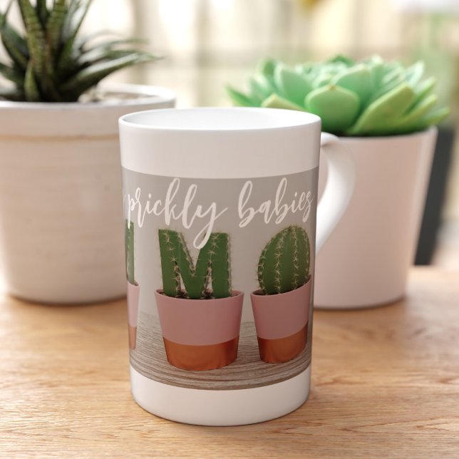 Funny Cactus Mamma Quote Plant Älskare Benporslin Mugg (If you love your plants like they're your children, then this is the mug for you)