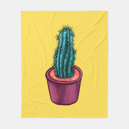 Funny Cactus Pot Gult Konstig Trippy Psychedelic Fleecefilt