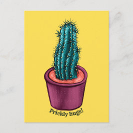 Funny Cactus Psychedelic Poged Succulent Plant Vykort
