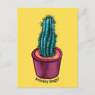 Funny Cactus Psychedelic Poged Succulent Plant Vykort