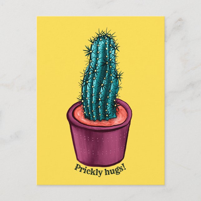 Funny Cactus Psychedelic Poged Succulent Plant Vykort (Framsida)
