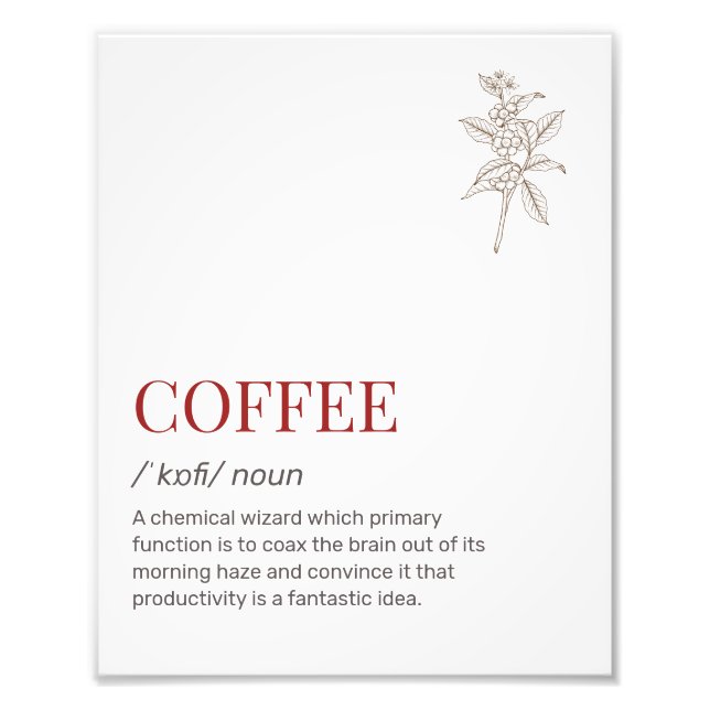 Funny caffeine Dictionary Definition Witty Coffee Fototryck (Framsidan)
