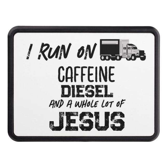 FUNNY Caffeine Diesel och Jesus Grunge Trucker Dragkroksskydd (Framsidan)