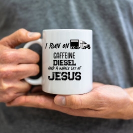 FUNNY Caffeine Diesel och Jesus Grunge Trucker Kaffemugg