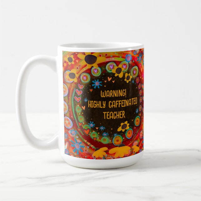 Funny Caffezed Teacher Initial Personlig Kaffemugg (Vänster)