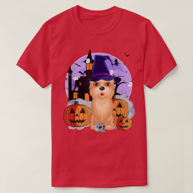 Funny Cairn Terrier Hund Halloween Witch Pumpkin T Shirt (Design framsida)