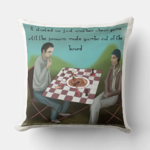 Funny Cajun Chess Large Cotton Dekorativ kudde