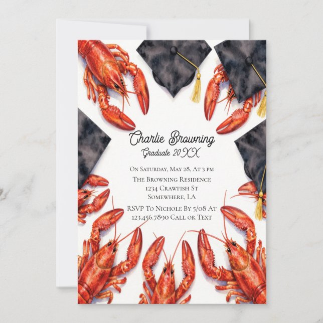 Funny Cajun Graduation Party Invitation Inbjudningar (Framsida)