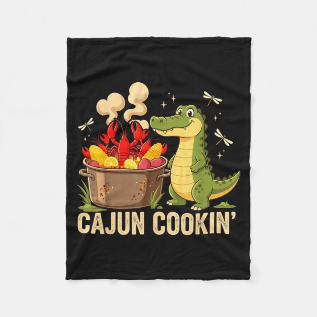 Funny Cajun Louisiana Boil Alligator Crawfish Mard Fleecefilt (Framsidan)