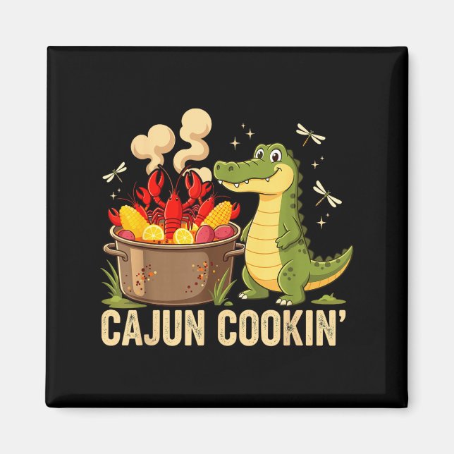 Funny Cajun Louisiana Boil Alligator Crawfish Mard Magnet (Framsidan)