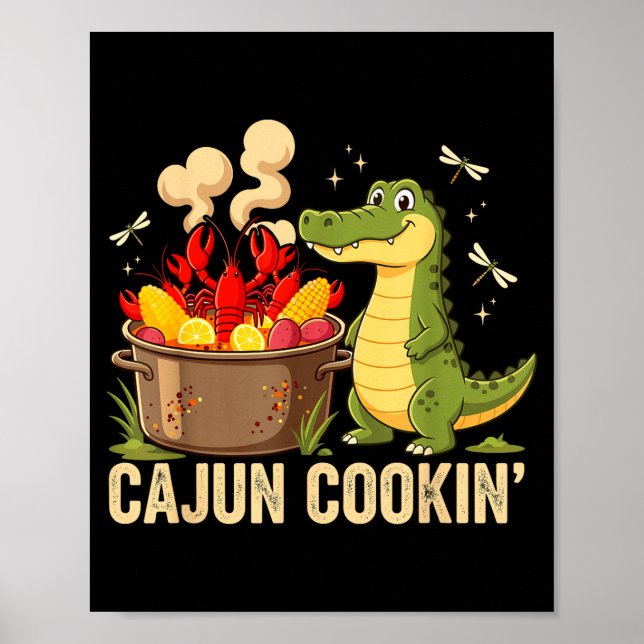 Funny Cajun Louisiana Boil Alligator Crawfish Mard Poster (Framsidan)