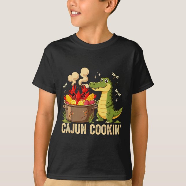 Funny Cajun Louisiana Boil Alligator Crawfish Mard T Shirt (Framsida)
