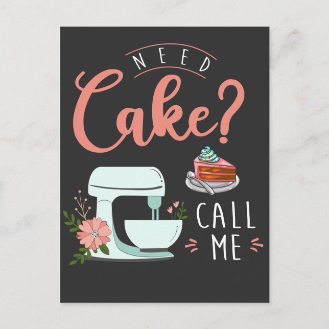 Funny Cake Baker-bakverk Chef Quote Vykort (Framsida)