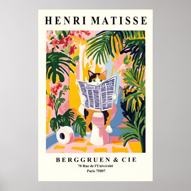 Funny Calico Cat Print - Matisse Style Bathroom Poster (Framsidan)