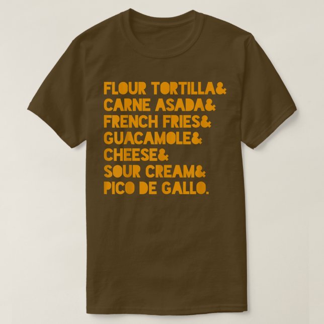 Funny California Burrito Meican Recipe T Shirt (Design framsida)