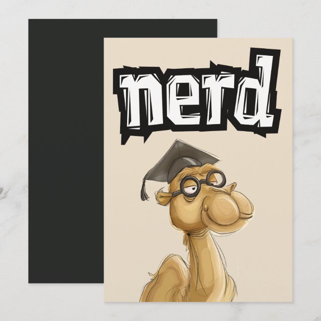 Funny Camel Geeky Nerd Glasses, Studenten Hat ج م  Inbjudningar (Fram/baksida)