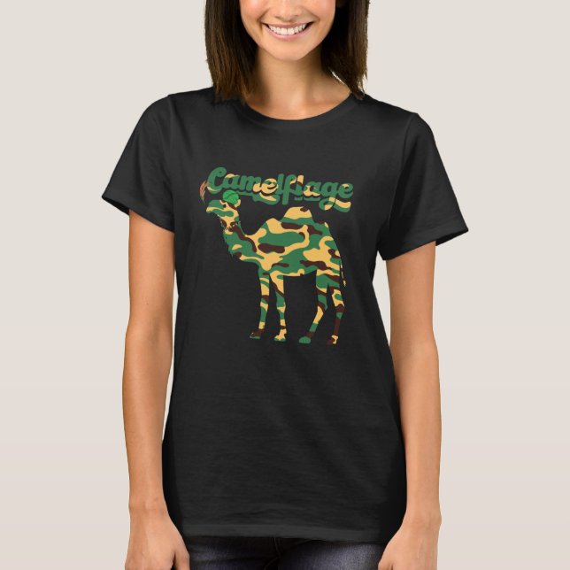 Funny Camel Zoo Animal Pun Camelflage Camo Meme T Shirt (Framsida)