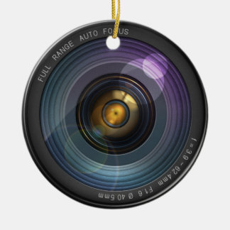 Funny Camera Lens Round Julgransprydnad Keramik