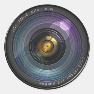Funny Camera Lens Round Runt Klistermärke
