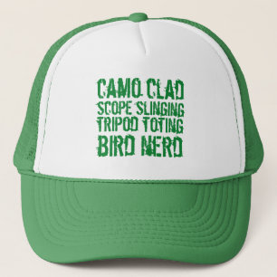Funny Camo Clad Tripod Toting Bird Nerd Truckerkeps