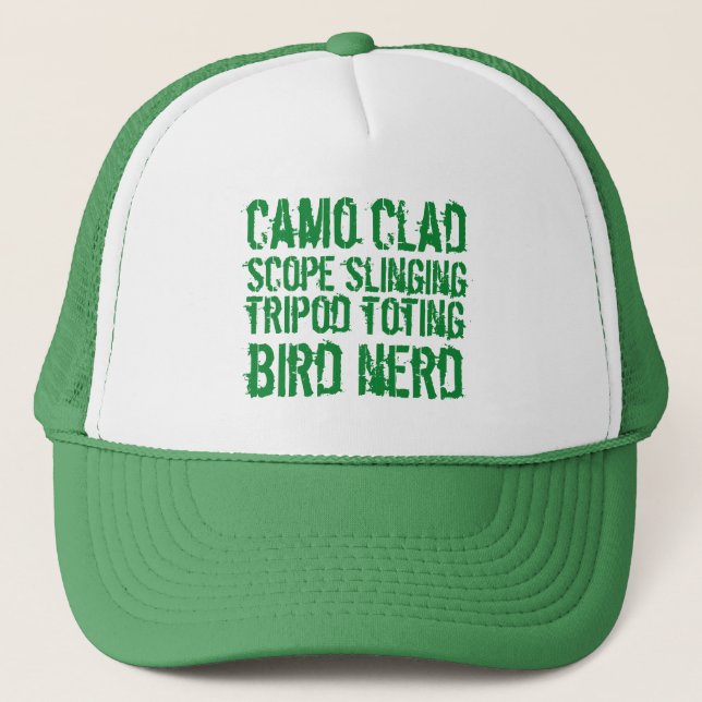 Funny Camo Clad Tripod Toting Bird Nerd Truckerkeps (Framsida)