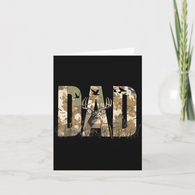 Funny Camo Dad Hunting Camouflage Deer Father's Da Kort (Framsida)