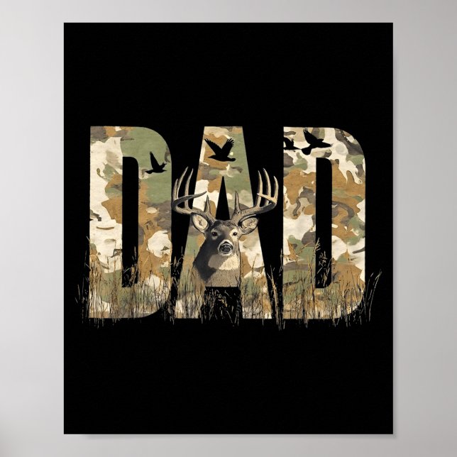 Funny Camo Dad Hunting Camouflage Deer Father's Da Poster (Framsidan)