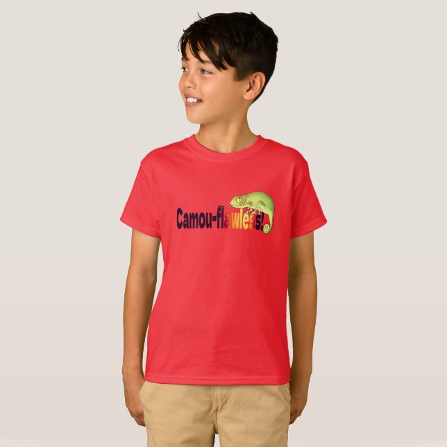 Funny Camou-flawless Chameleon Pun T Shirt (Hel framsida)