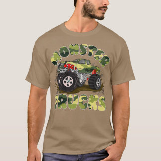 Funny Camouflage Birthday Monster Lastbilar Gift T Shirt