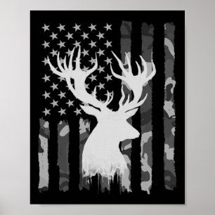 Funny Camouflage USA flagga Whitetail Buck Hjort H Poster