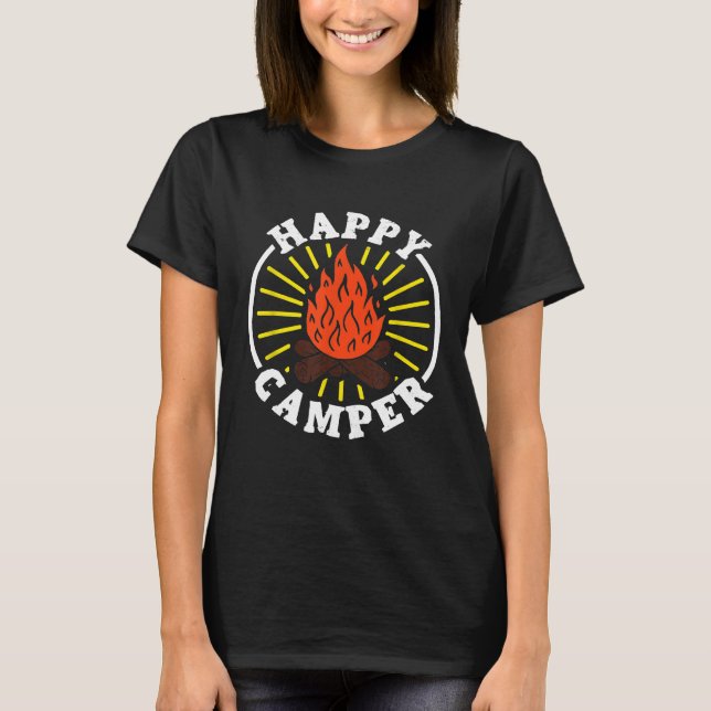 Funny Camper T Lycklig Camping Älskare Camp Campfi Shirt (Framsida)