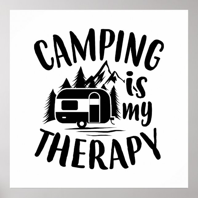 Funny Camping är min Therapy ord art Poster (Framsidan)