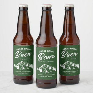 Funny Camping Bachelorette Ölflaska Etikett