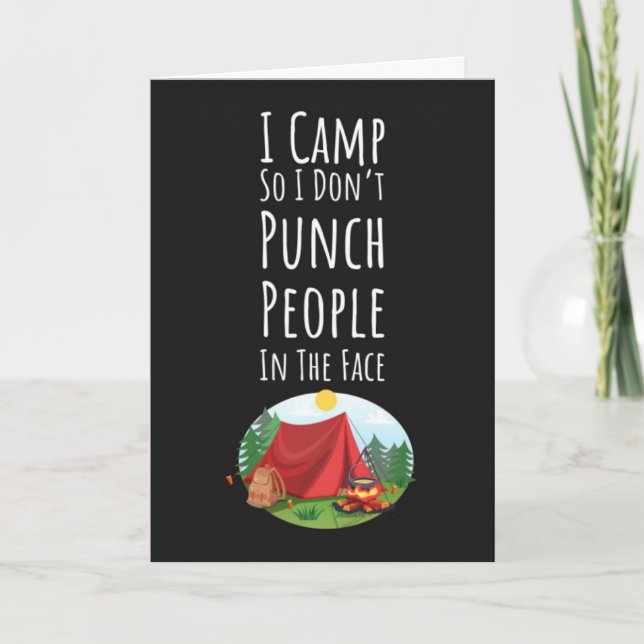 Funny Camping Cards For Adults Campfire Mountains Kort (Framsida)
