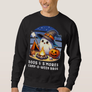 Funny Camping Halloween Boos and Smores Ghost Lång Ärmad Tröja