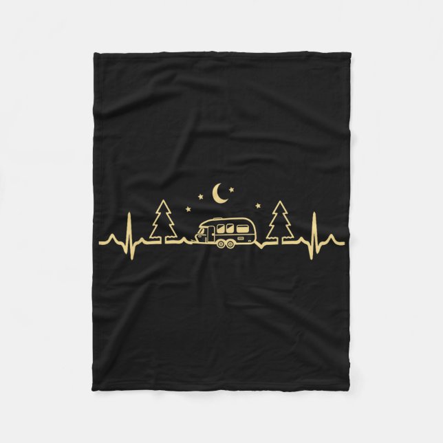 Funny Camping Heartbeat Nature Camper Hiking Men W Fleecefilt (Framsidan)