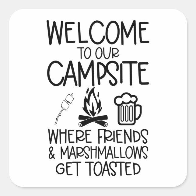 Funny Camping-offert Fyrkantigt Klistermärke (Framsida)