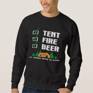 Funny Camping Slogan Tält Fire Beer Checklist - ar Lång Ärmad Tröja