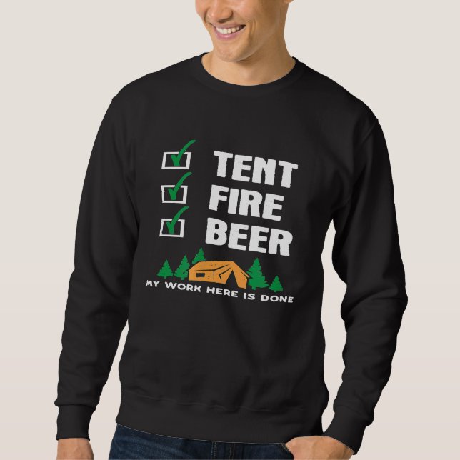 Funny Camping Slogan Tält Fire Beer Checklist - ar Lång Ärmad Tröja (Framsida)