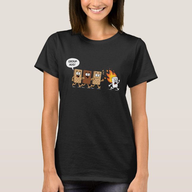 Funny Camping S'mores Group Hug Cute Marshmallow C T Shirt (Framsida)